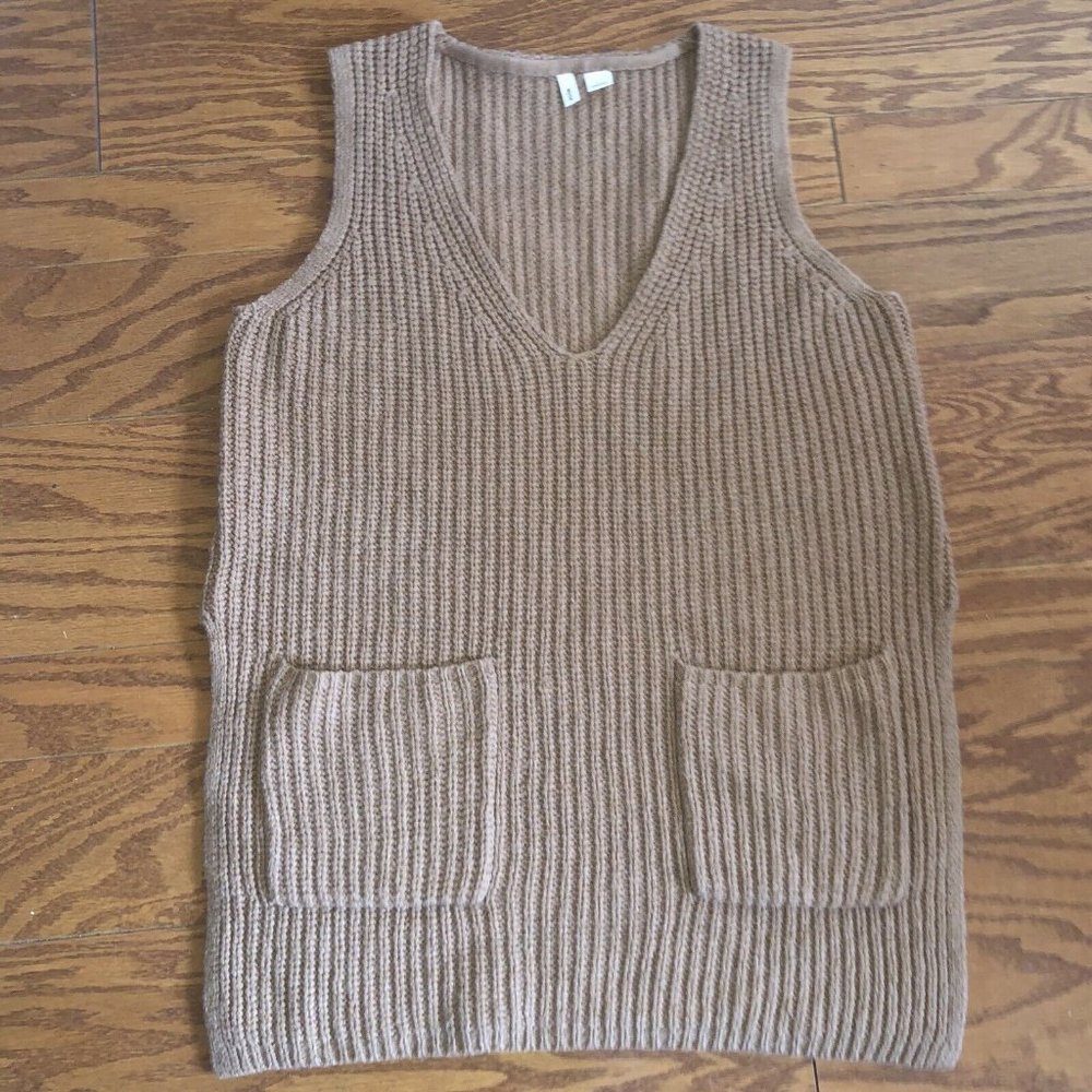 Anthropologie Moth Wool  Blend Sweater VEST WOMENS Sz M Shaker Stitch Pockets